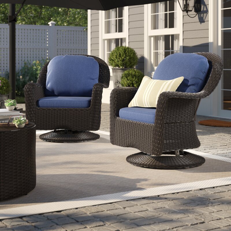 Bay Isle Home Armas Modern Outdoor Wicker Swivel Club Patio Chair with